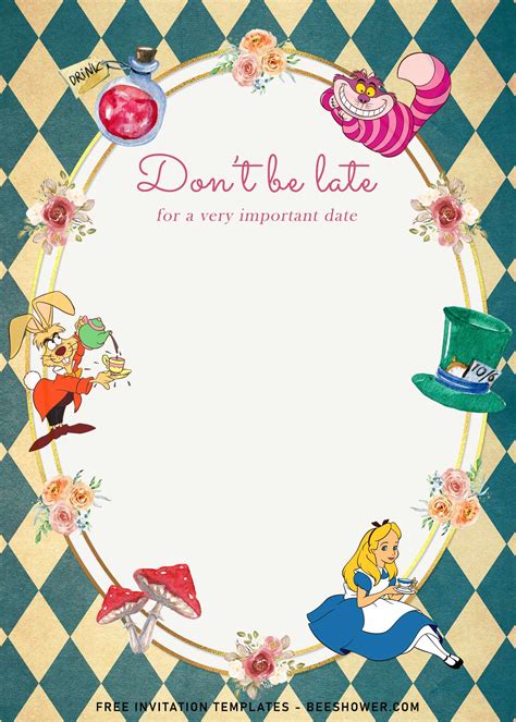 Free Alice In Wonderland Invitation Templates