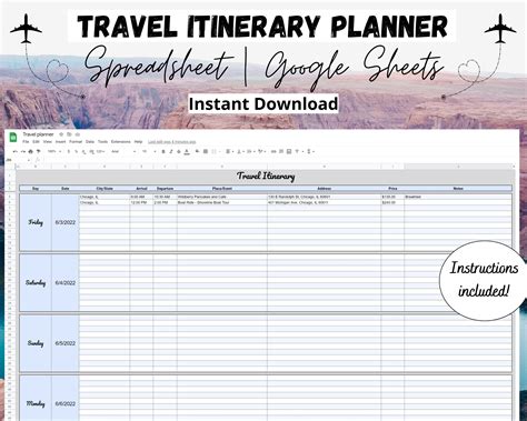 Free Google Sheets Itinerary Templates