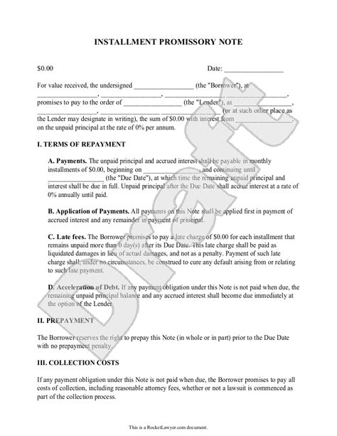 Free Printable Promissory Note Templates