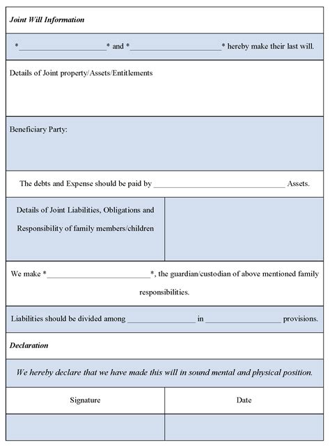 Free Printable Last Will And Testament Forms