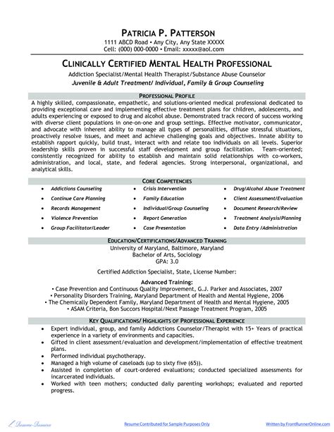 Resume Templates For Mental Health Professionals Success