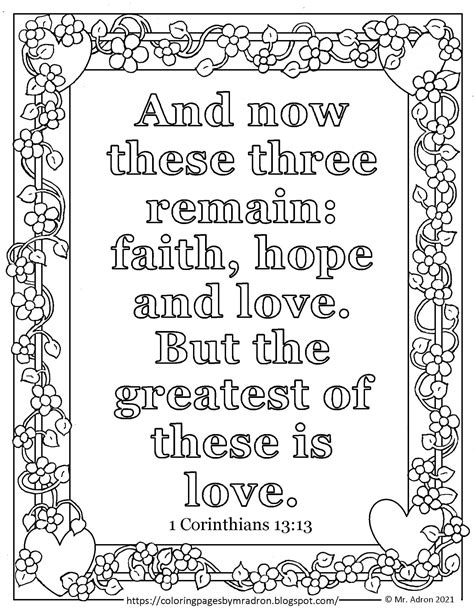 1 Corinthians 13:13 Coloring Page