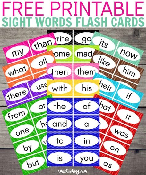 10 Free Printable Sight Word Flashcards