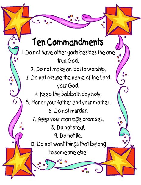 10 Commandments poster for kids and adults