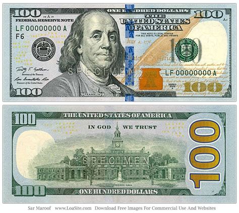 Template of a $100 bill