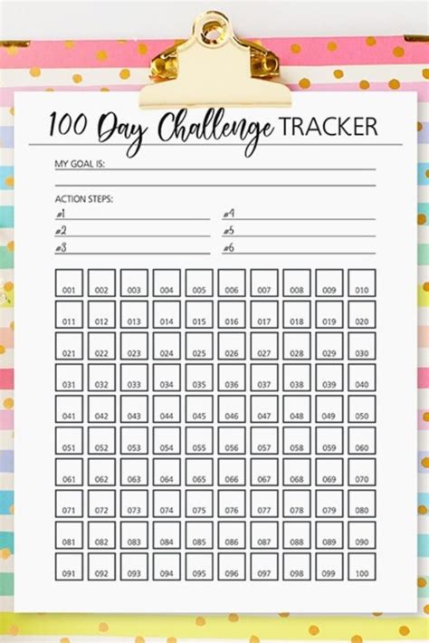 100 Day Challenge Printable Templates and Tips