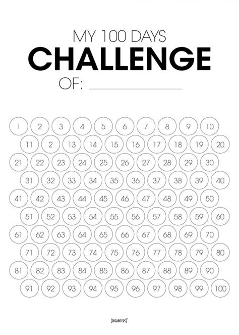 100 Day Challenge Printable Templates