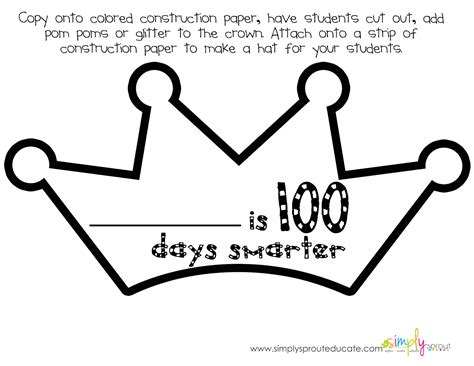 A collection of 100 days crown template templates for kids