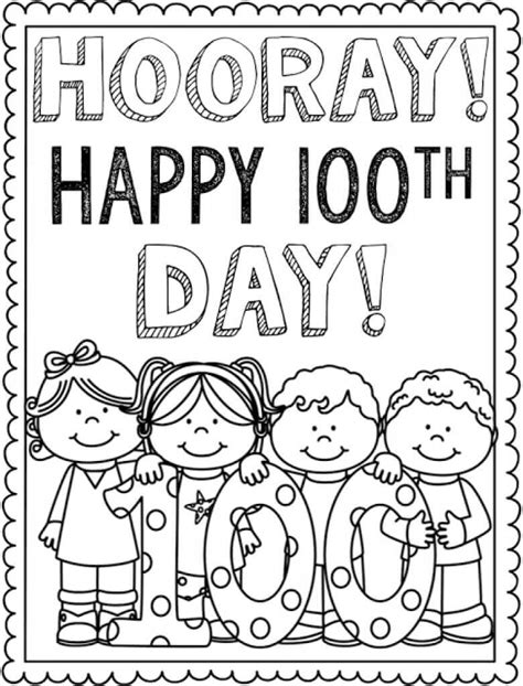 100th Day Coloring Page Printable