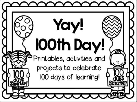 100th Day Coloring Page Worksheets