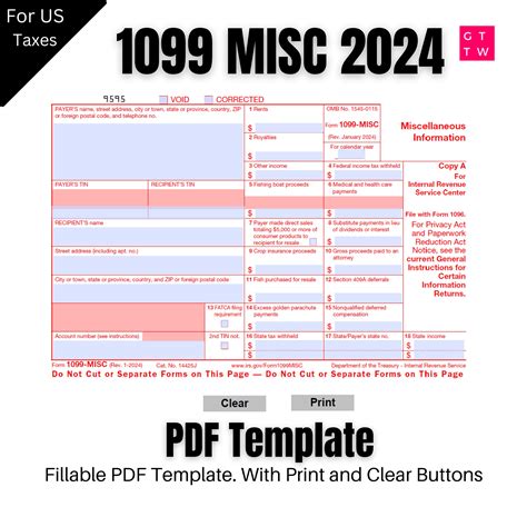 1099 Misc Template Fillable