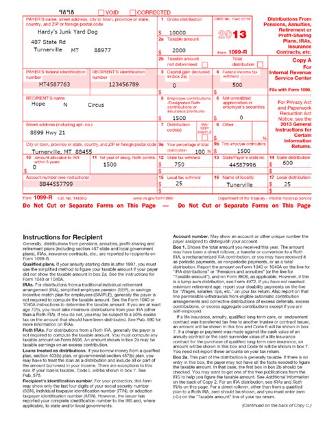 1099-R Form Example