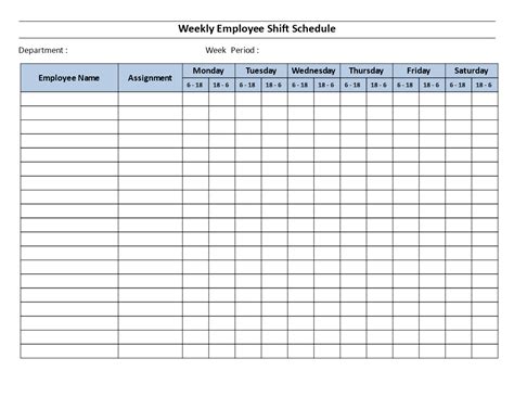 12 Hour Shift Template Download