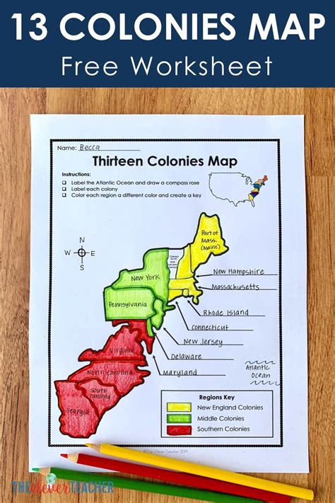 Blank Map of the 13 Original Colonies Activity