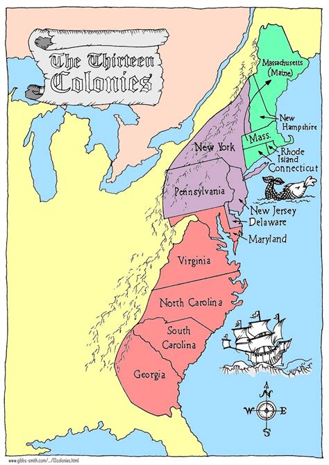 A blank map of the 13 Colonies