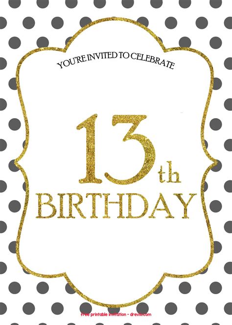 13th birthday invitation templates