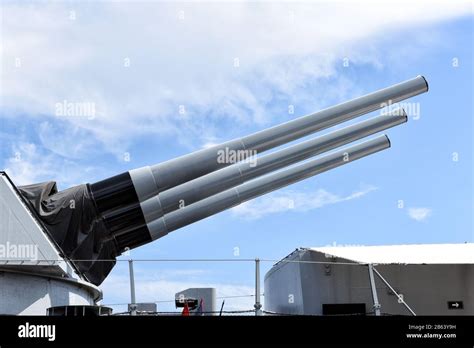 16-inch naval guns on a battleship