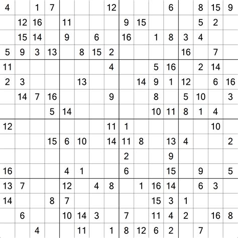 16x16 Sudoku Printable 1