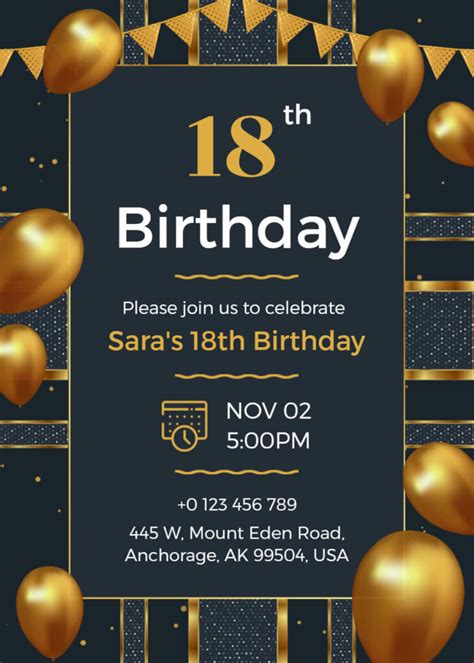 18th Birthday Invitation Template 2