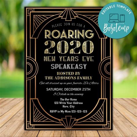 1920s Roaring Twenties Party Invitation Template