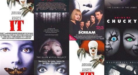 A collage of 1990s horror movie posters