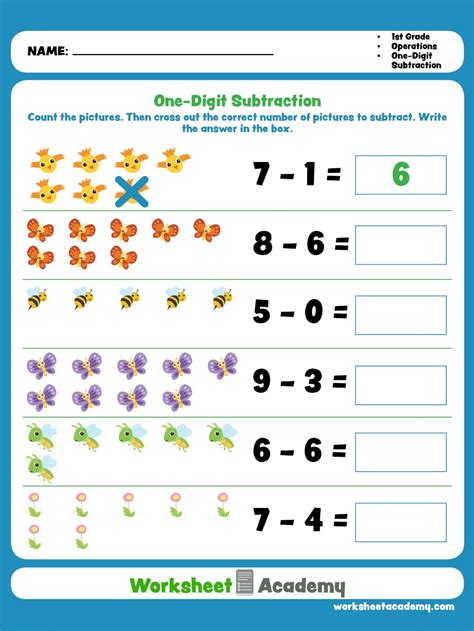 Image of 1st grade subtraction worksheets