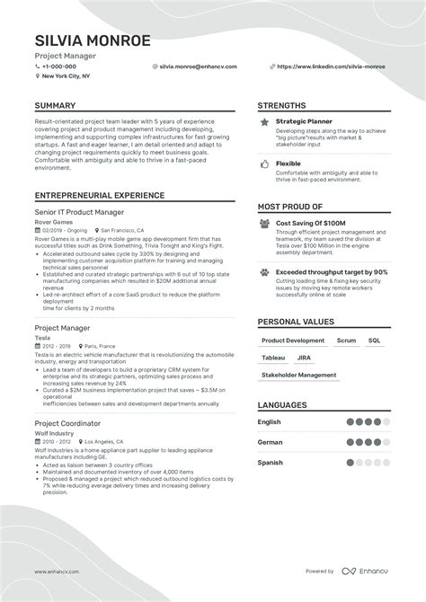 2-column resume template example 1