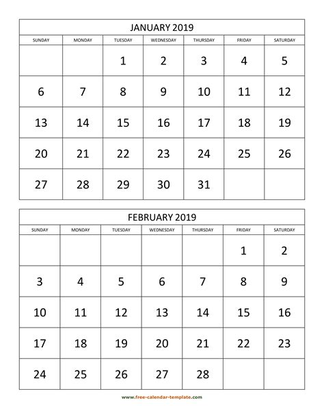 Example of a 2-month calendar PDF