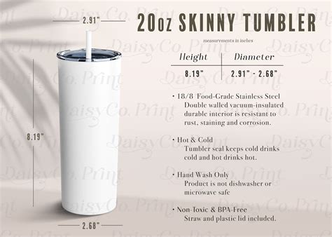 20 Oz Skinny Tumbler Template Size Guide