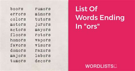 20 Words That End With Or