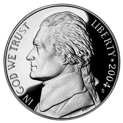 A close-up of the 2004 US nickel