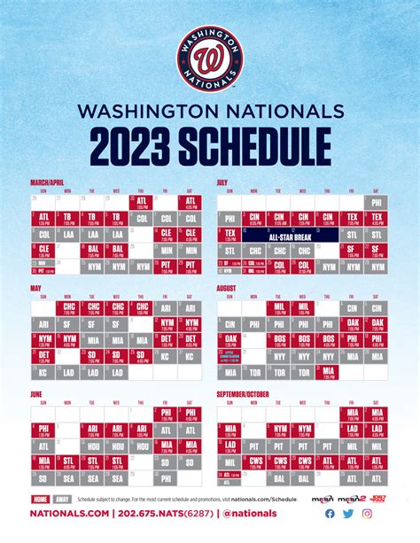 2023 Nationals Printable Schedule