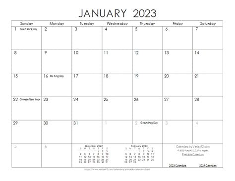 2023 Printable Calendar Template