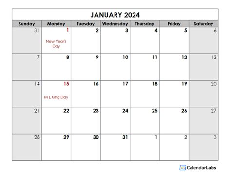 2024 Monthly Calendar Printable