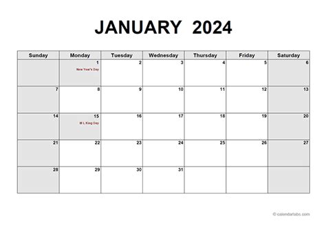 2024 Monthly Calendar Printable