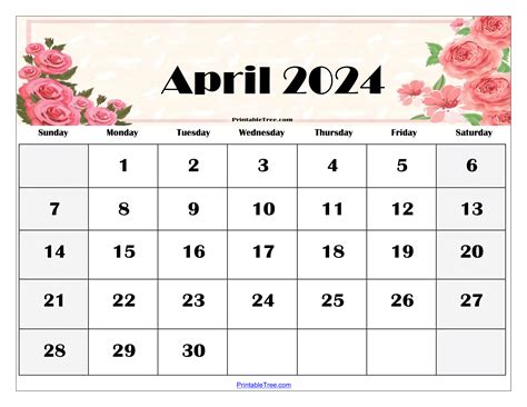 April 2024 calendar template