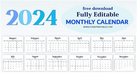 A 2024 blank calendar template with a free download option