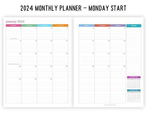 2024 Monthly Calendar with Holidays