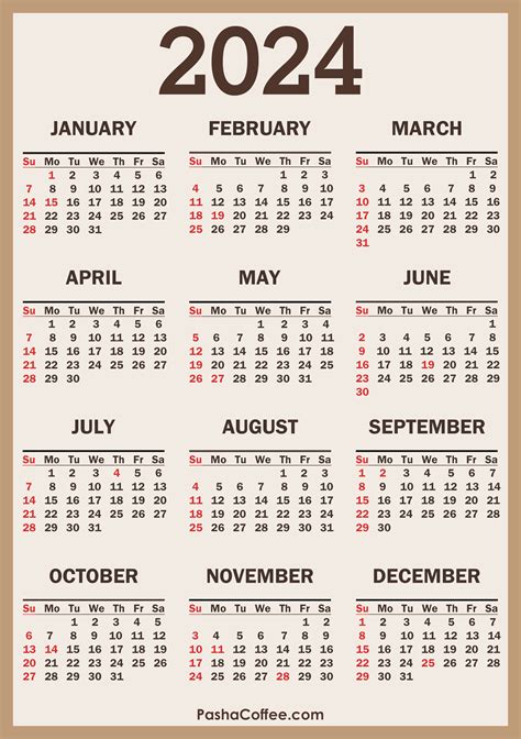 2024 calendar with holidays template free