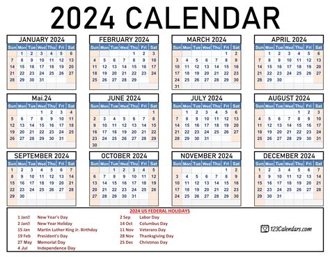 2024 Calendar Printable