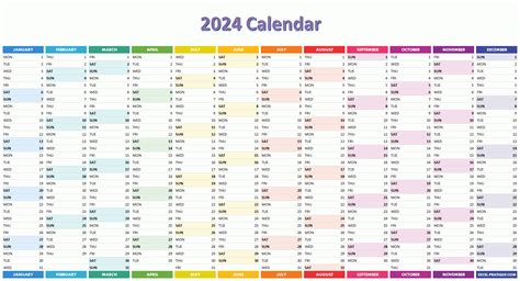 2024 calendar template excel