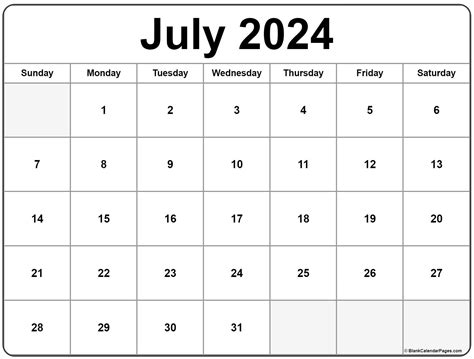 July 2024 calendar template