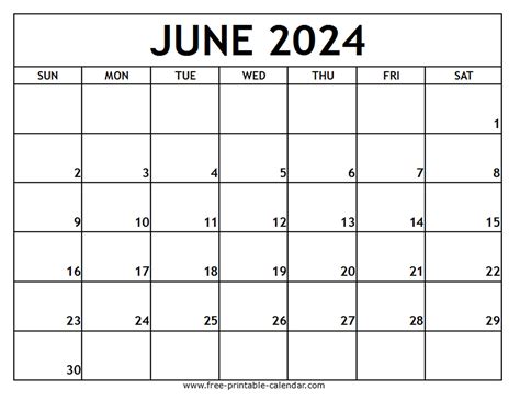 June 2024 calendar template