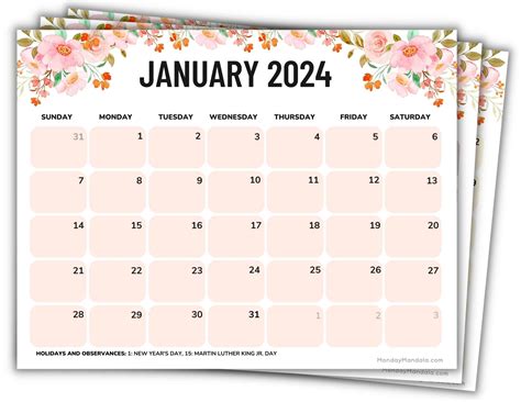 2024 Monthly Calendar Printables in 5 Easy Designs