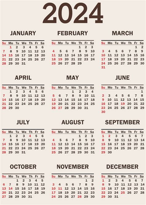 2024 Printable Calendar