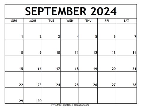 September 2024 calendar template