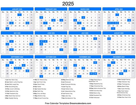 2025 Calendar with Holidays Image 5