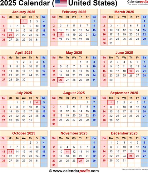 2025 Calendar with Holidays Image 7