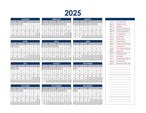 2025 Calendar with Holidays Image 9