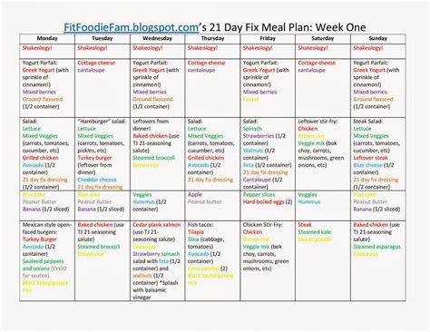 21 Day Fix Meal Plan Saturday